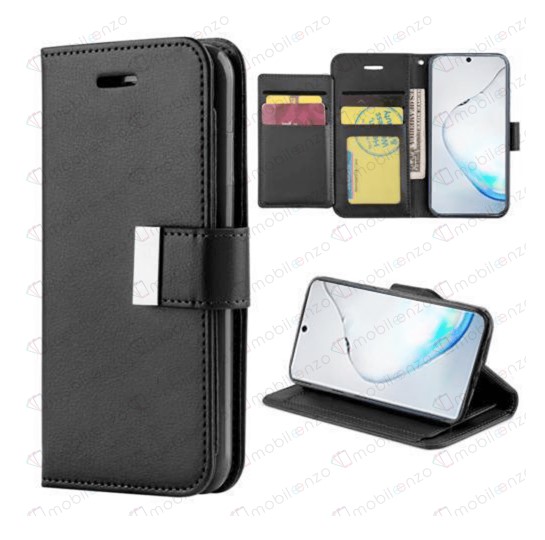 Flip Leather Wallet Case for iPhone 16 Pro - Black