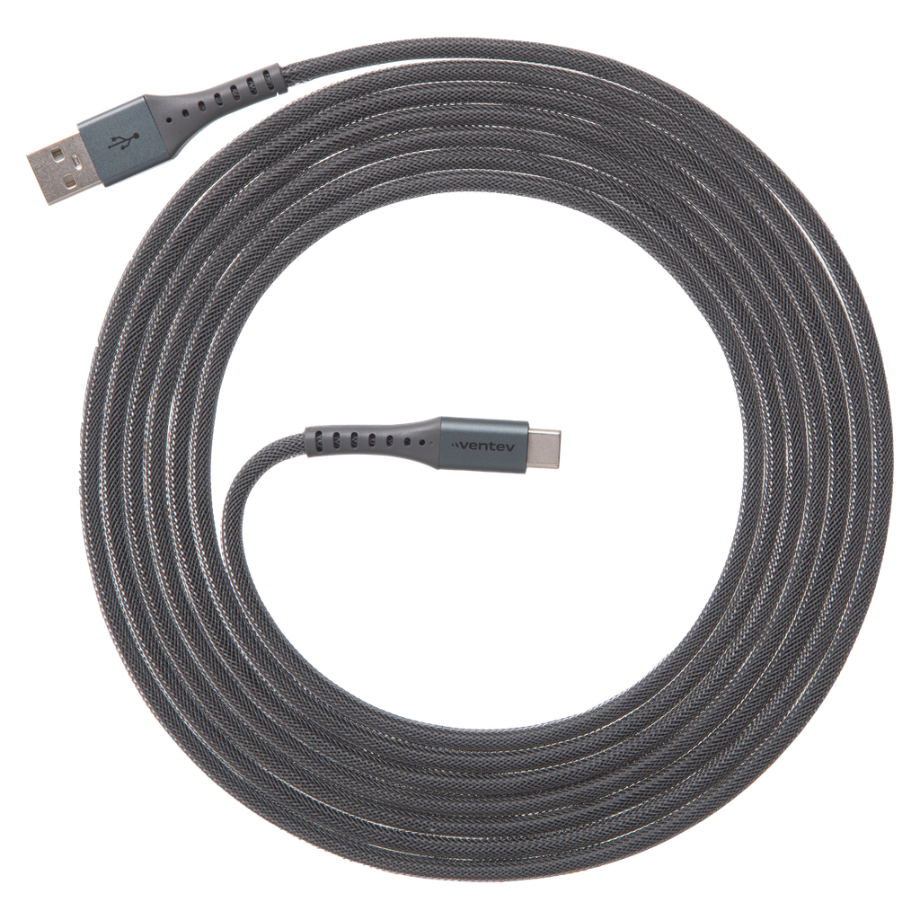 Ventev - Alloy Usb A To Usb C High Speed Ultradurable Cable 10ft - Steel