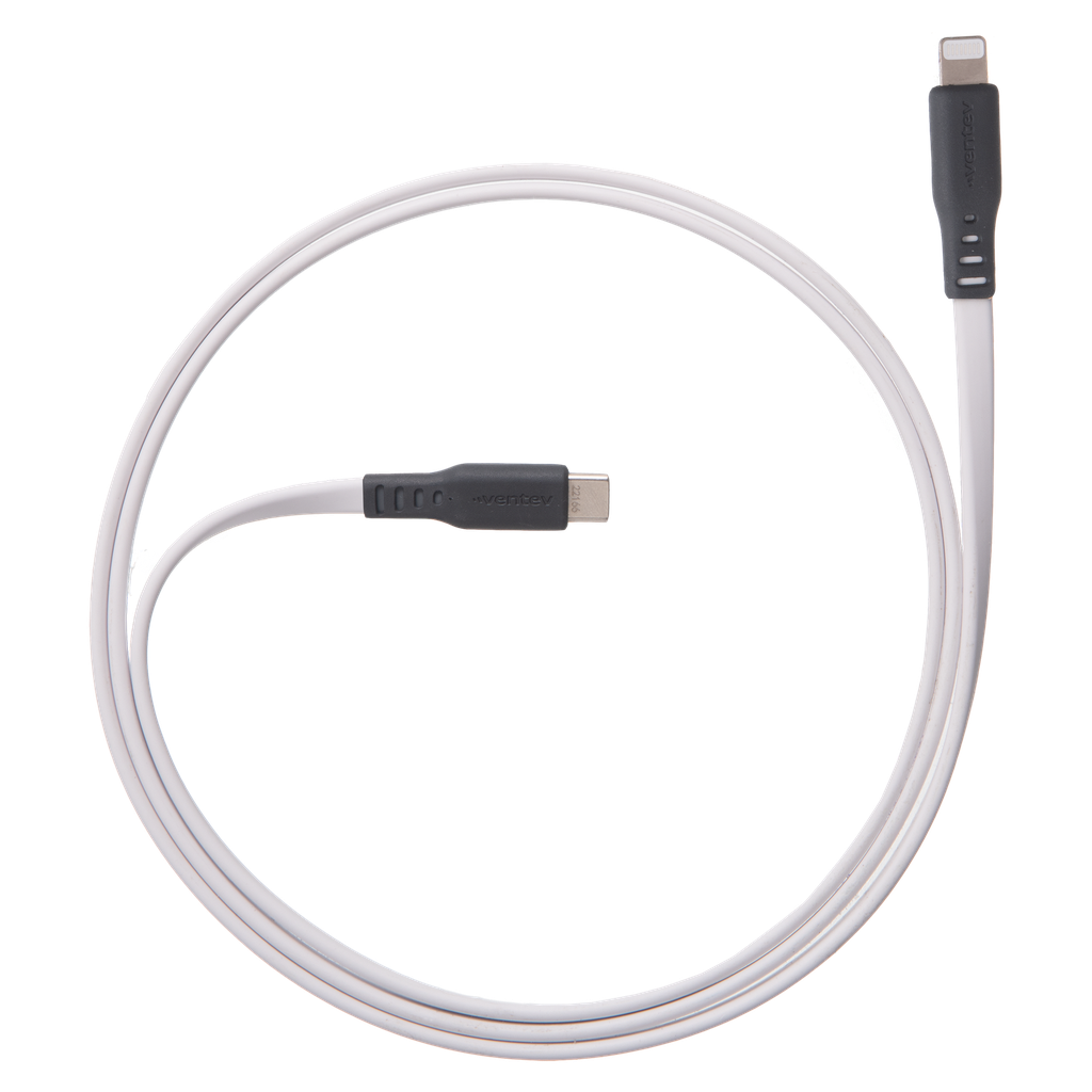 Ventev - Flat Usb C To Apple Lightning High Speed Tangle-free Cable 3.3ft - White
