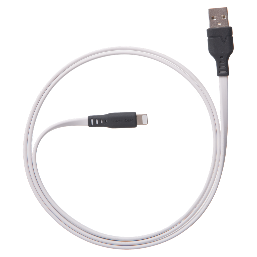 Ventev - Flat Usb A To Apple Lightning High Speed Tangle-free Cable 3.3ft - White