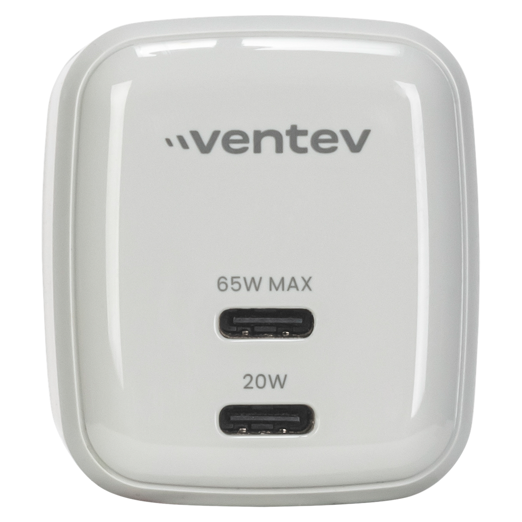 Ventev - 65w Ultrafast Usb C Universal Dual Gan Mini Wall Charger - Gray