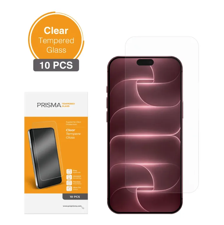 Clear Tempered Glass for iPhone 18 Pro / 17 Pro / 17  / 16 Pro (10 Pcs)