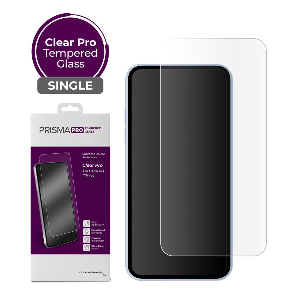 Prisma Pro - Clear Tempered Glass for iPhone 16e / 14 / 13 / 13 Pro  - Single Package