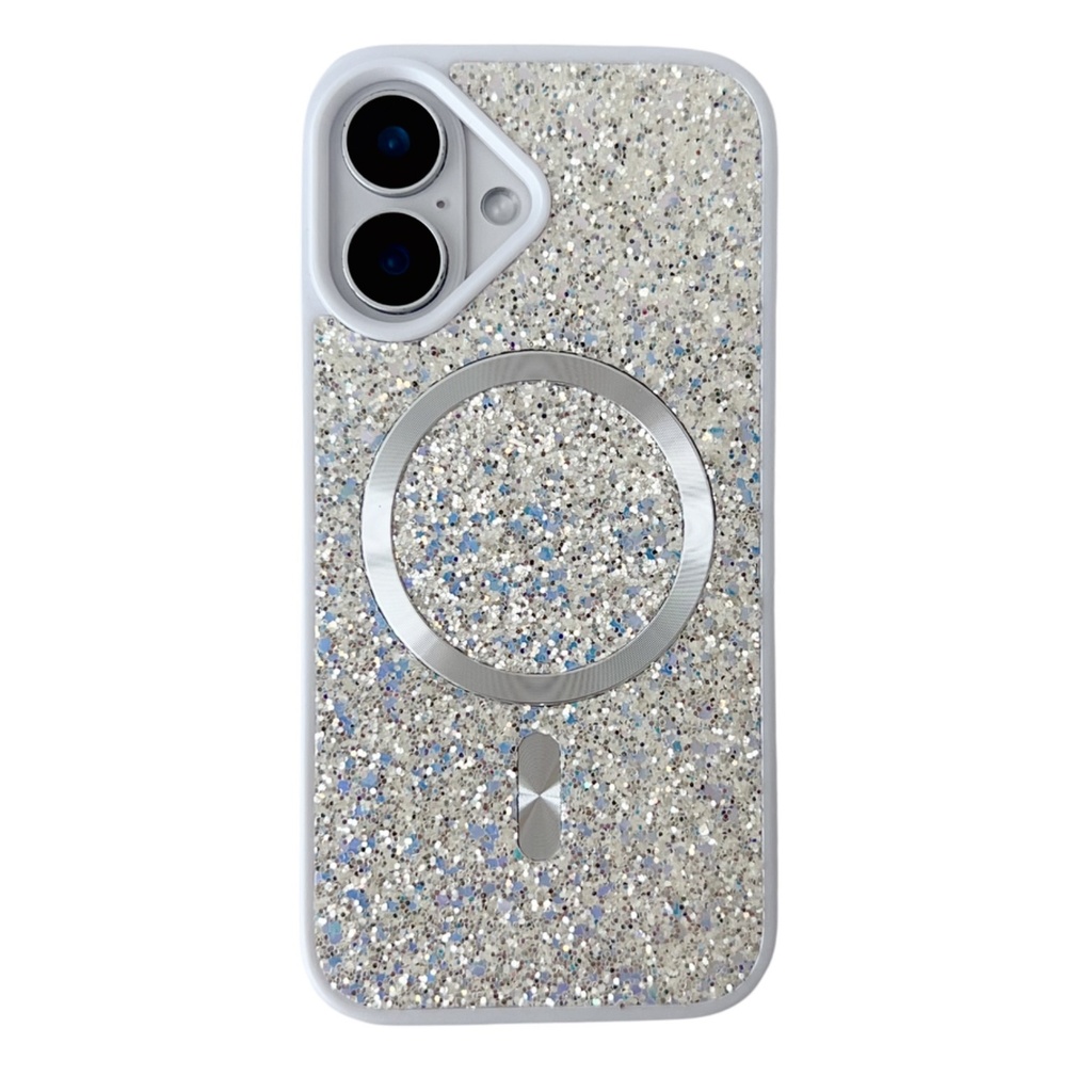 Blinged Case with Magsafe for iPhone 16 - White