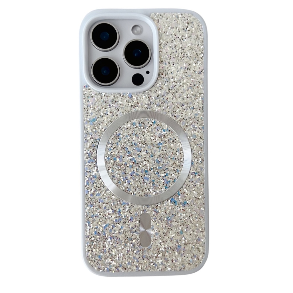 Blinged Case with Magsafe for iPhone 16 Pro Max - White