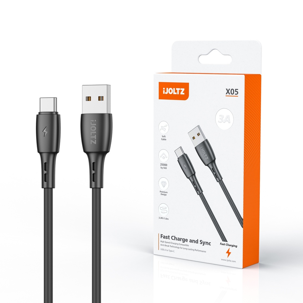 iJoltz - OD 4.0 Quick Charge (USB-A to USB-C) Data Cable  (3.3 Ft) (Black)