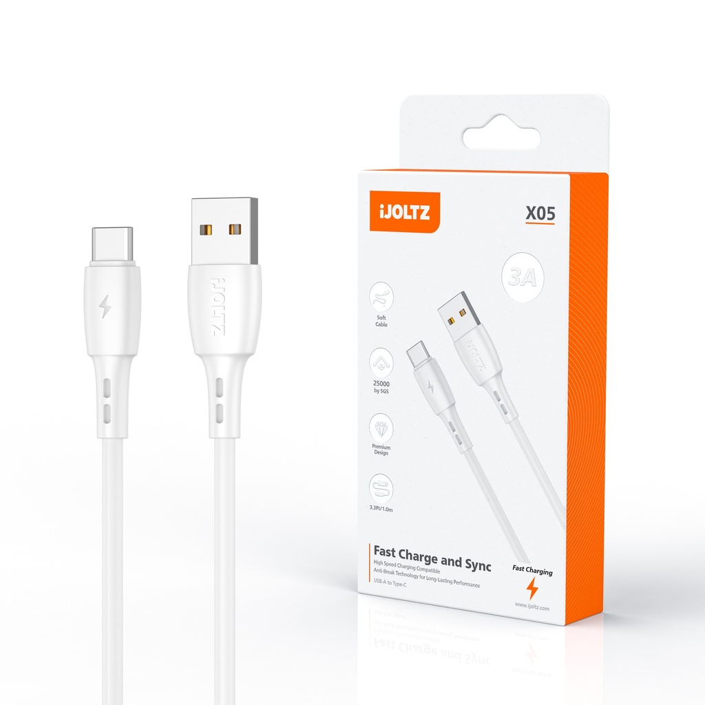 iJoltz - OD 4.0 Quick Charge (USB-A to USB-C) Data Cable  (3.3 Ft) (White)