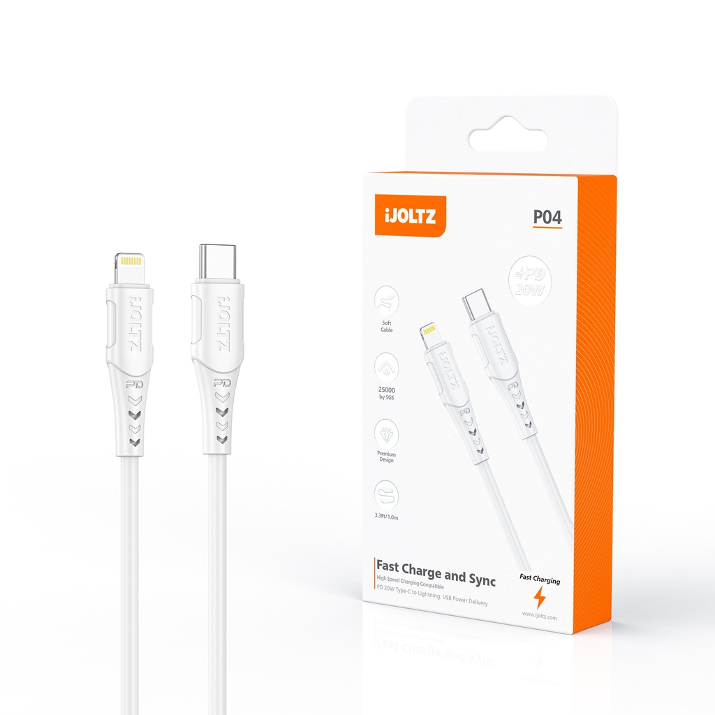 iJoltz - USB-C to USB-L PD Fast Charge 3.3 Ft (White)
