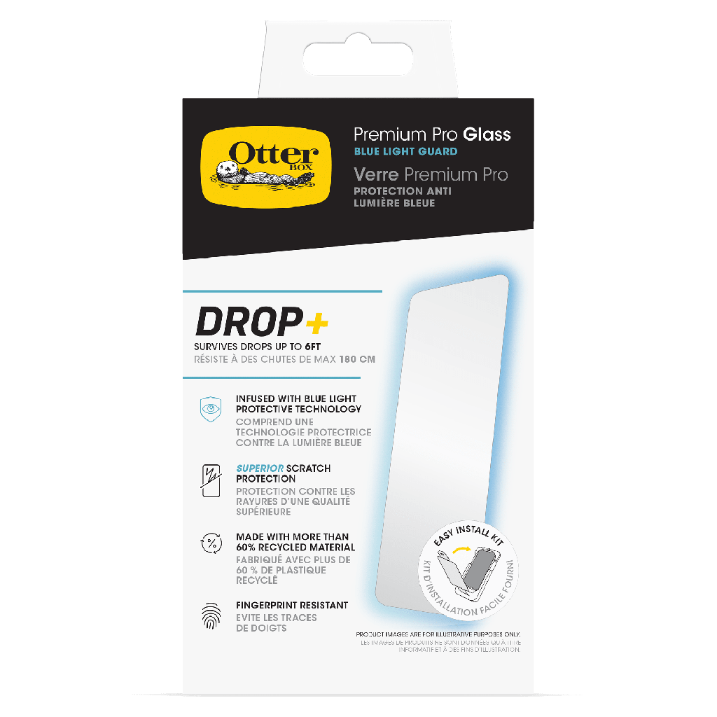 Otterbox - Premium Pro Glass Antimicrobial Blue Light Screen Protector For Apple Iphone 16 Pro - Clear