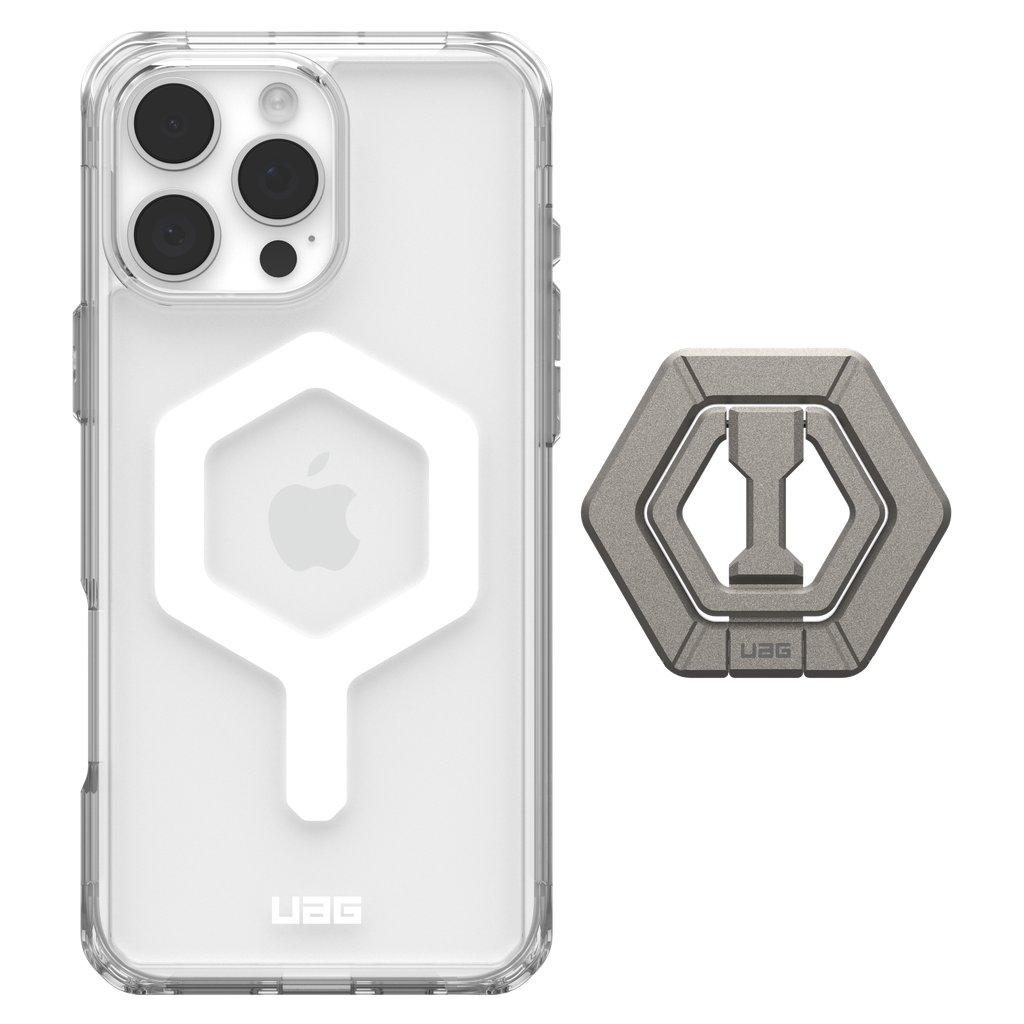 Urban Armor Gear Uag - Plyo Magsafe Case And Ring Stand For Apple Iphone 16 Pro Max - Ice White And Titanium