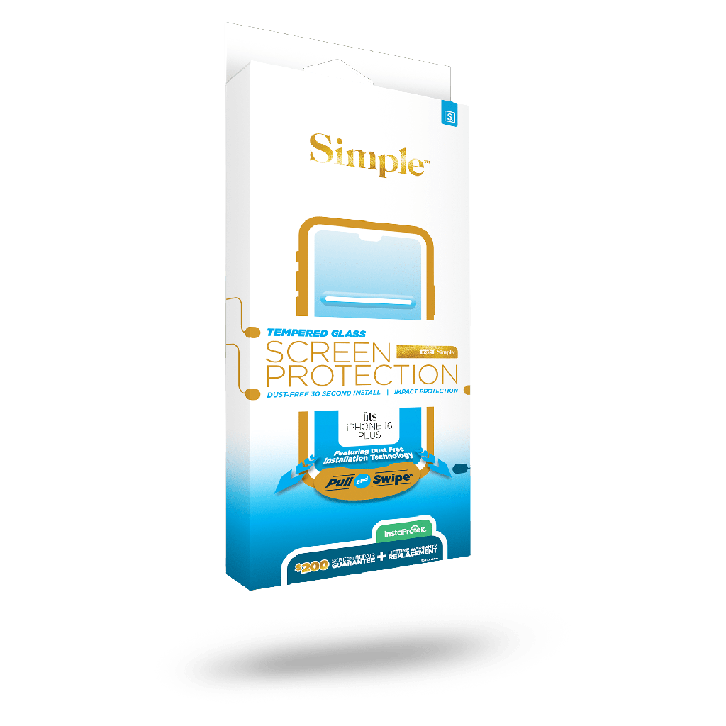 Simple - 200 Guided Tempered Glass Screen Protector For Apple Iphone 16 Plus  /  Iphone 15 Plus - Clear
