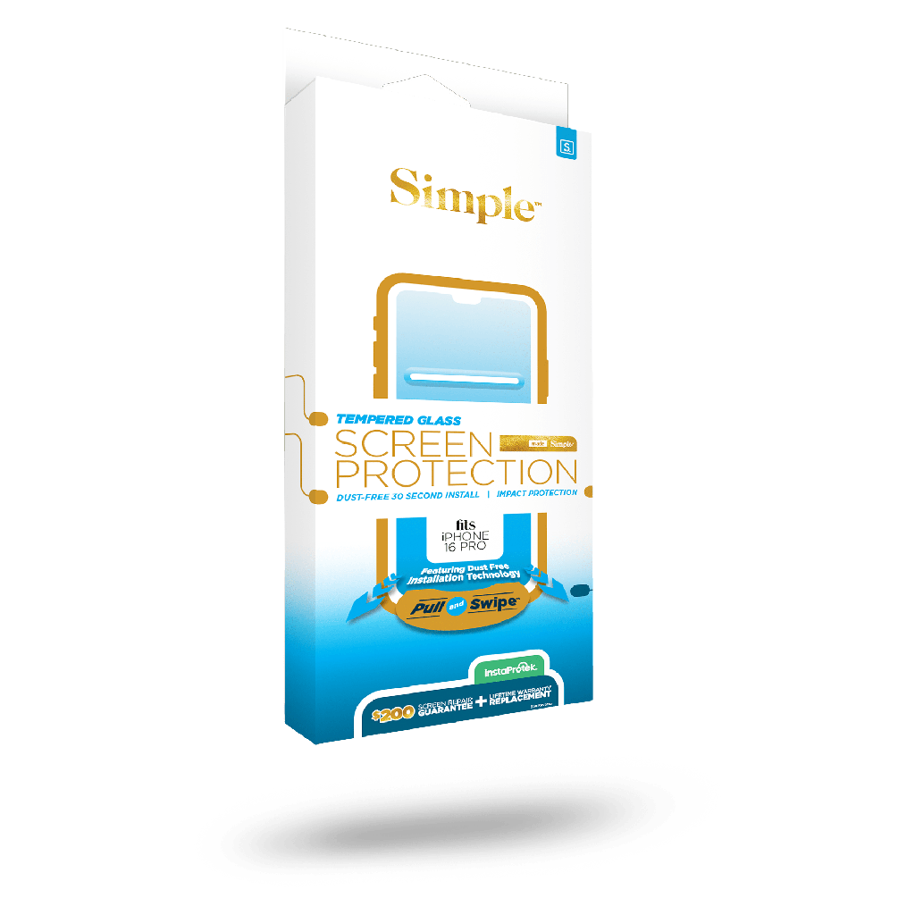Simple - 200 Guided Tempered Glass Screen Protector For Apple Iphone 16 Pro - Clear
