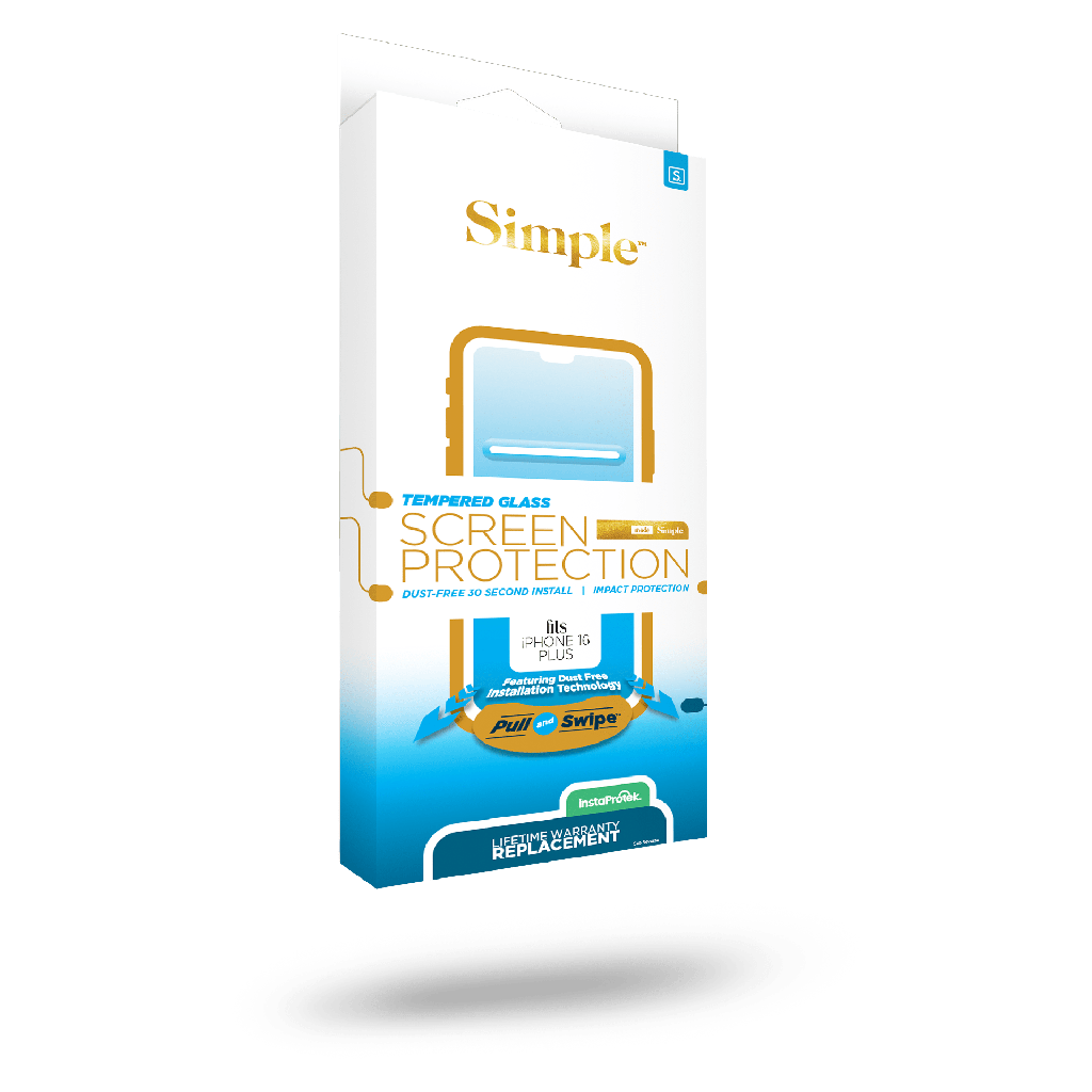 Simple - Guided Tempered Glass Screen Protector For Apple Iphone 16 Plus  /  Iphone 15 Plus - Clear