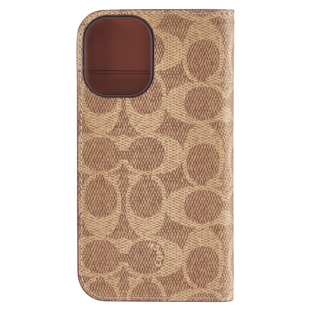 Coach - Folio Case For Apple Iphone 16 - Signature Tan