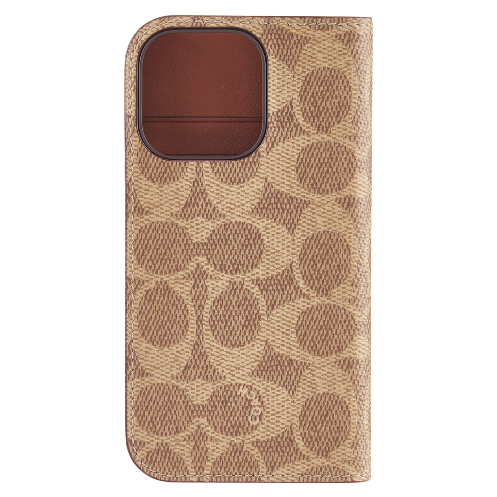 Coach - Folio Case For Apple Iphone 16 Pro - Signature Tan