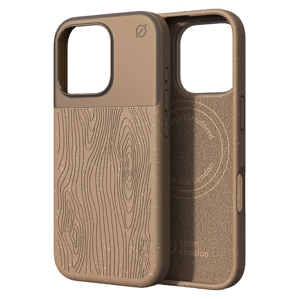 Atom Studios - Split Wood Fiber Magsafe Case For Apple Iphone 16 Pro - Taupe Wood