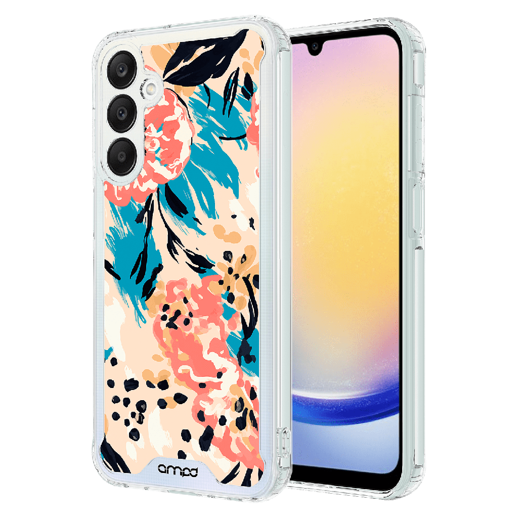 Ampd - Tpu  /  Acrylic Hd Print Crystal Clear Case For Samsung Galaxy A15 5g - Floral Blue