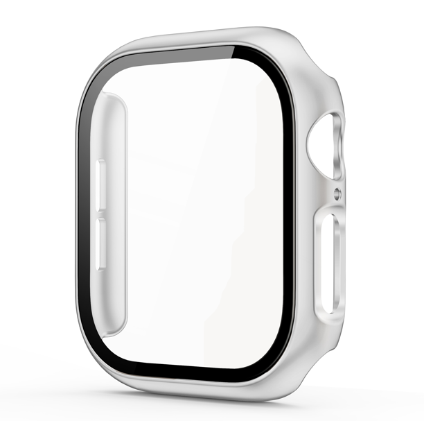 Hard PC Case w/Tempered Glass For iWatch 11/10th Gen 42mm - Silver