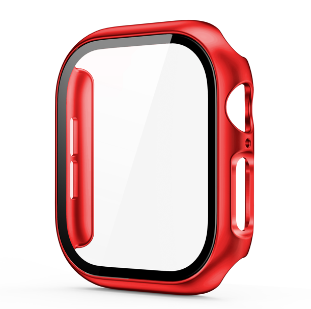 Hard PC Case w/Tempered Glass For iWatch 11/10th Gen 42mm - Red