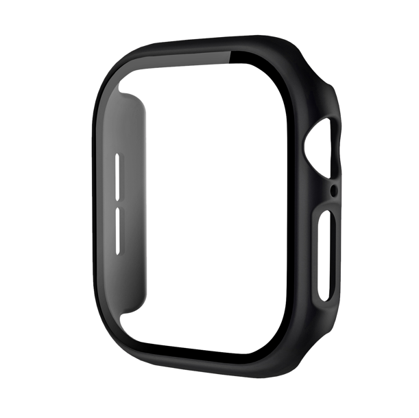 Hard PC Case w/Tempered Glass For iWatch 11/10th Gen 42mm - Metalic Black