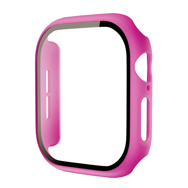Hard PC Case w/Tempered Glass For iWatch 11/10th Gen 46mm - Hot Pink