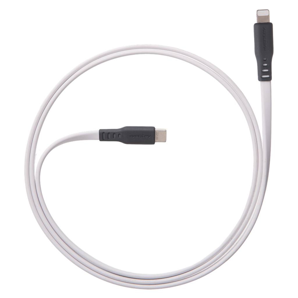 Ventev - Flat Usb C To Apple Lightning High Speed Tangle-free Cable 6ft - White