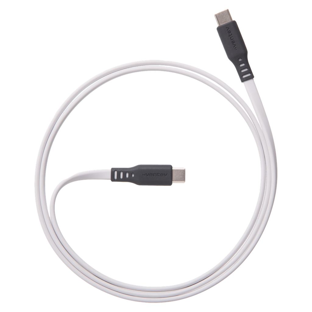 Ventev - Flat Usb C To Usb C High Speed Tangle-free Cable 6ft - White