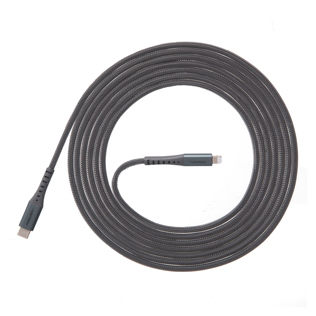 Ventev - Alloy Usb C To Apple Lightning High Speed Ultradurable Cable 10ft - Steel