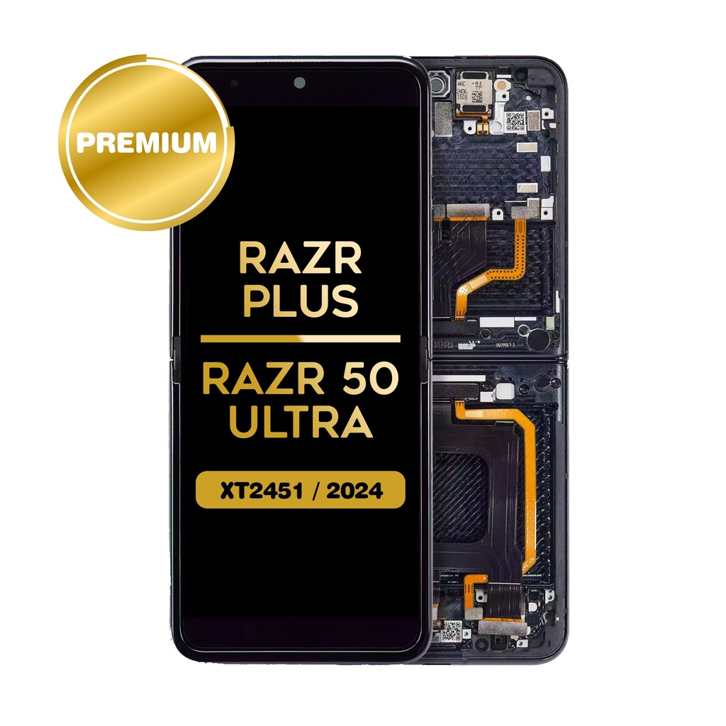OLED Assembly With Frame For Motorola Razr Plus 2024 / Razr 50 Ultra (XT2451 / 2024) / Razr Plus 2025 (XT2557) (Inner) (Midnight Blue) (Premium) 