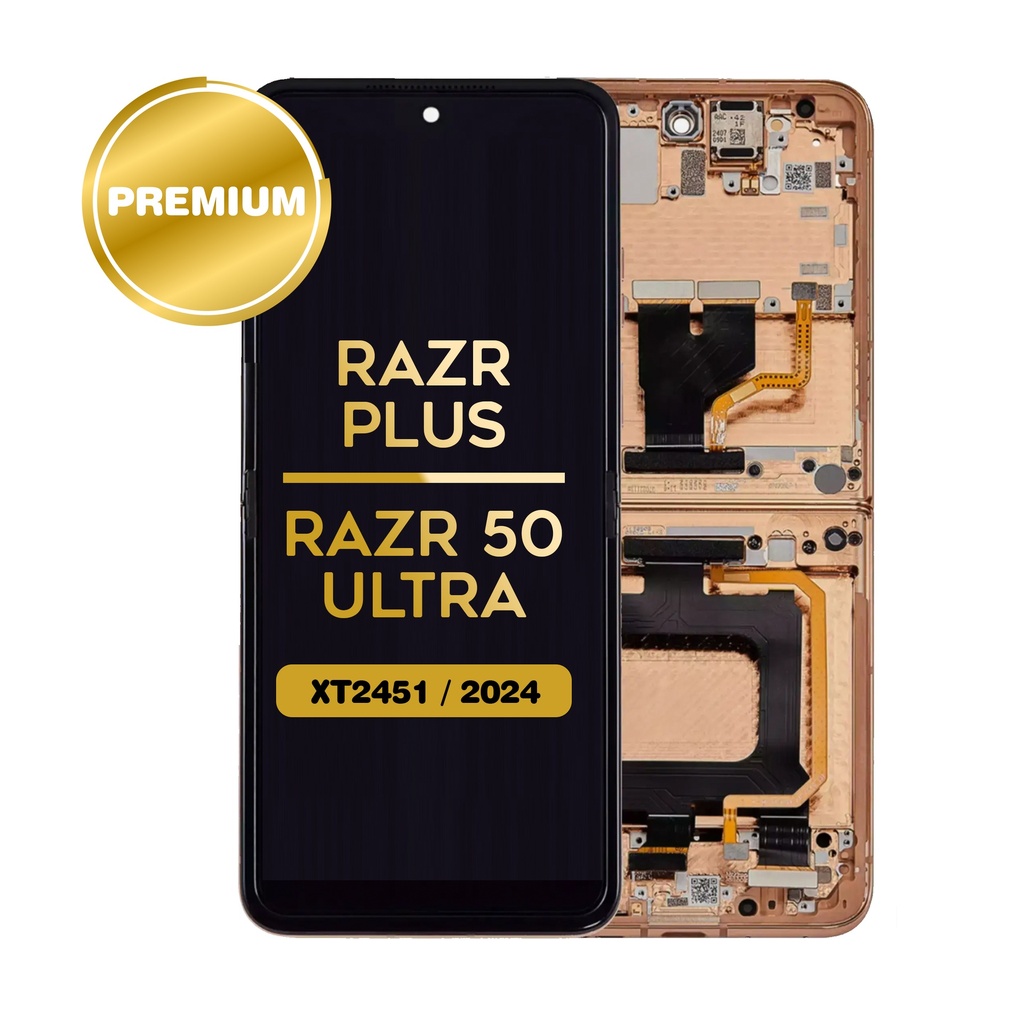 OLED Assembly With Frame For Motorola Razr Plus 2024 / Razr 50 Ultra (XT2451 / 2024) / Razr Plus 2025 (XT2557) (Inner) (Peach Fuzz) (Premium)