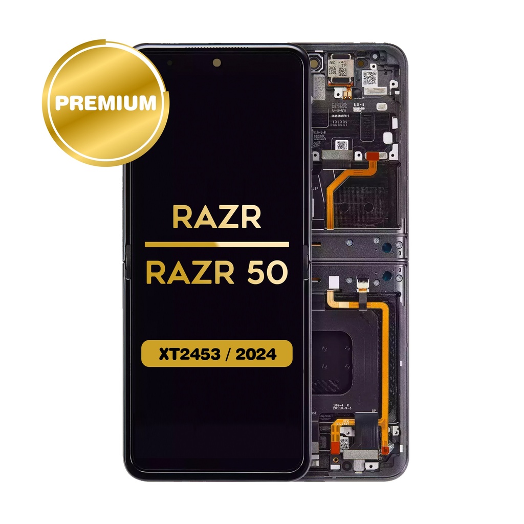 OLED Assembly with Frame for Motorola Moto Razr 50 (Inner) (XT2453 / 2024) (Koala Grey) (Premium)
