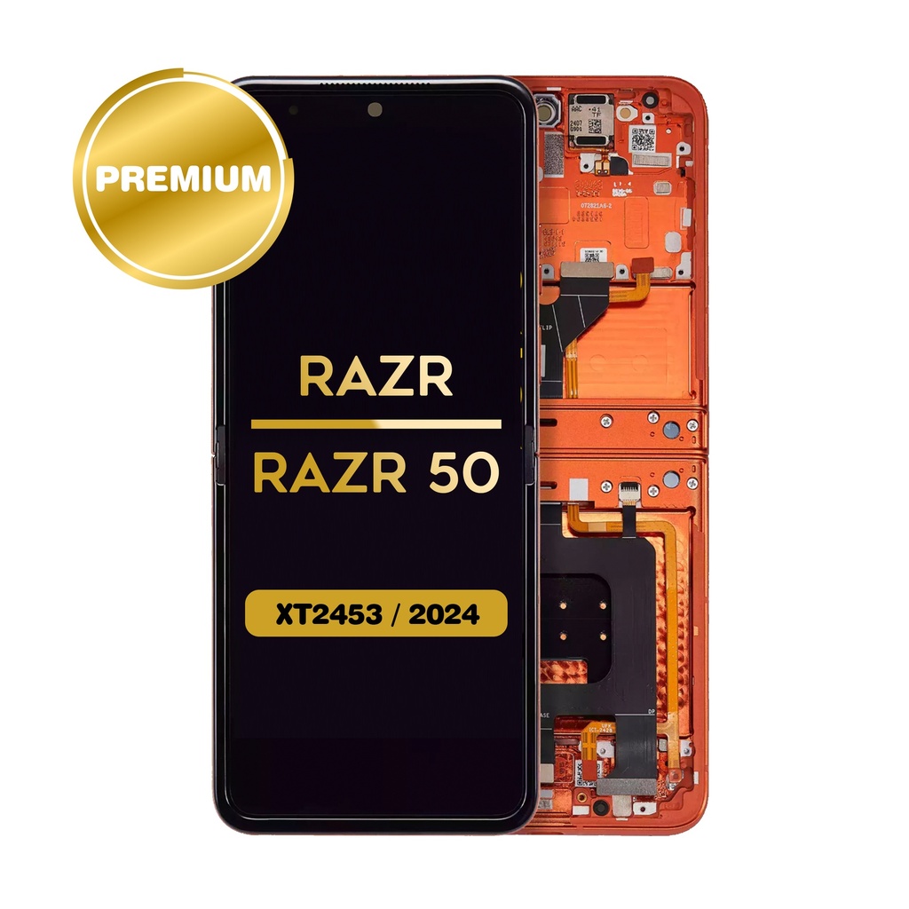 OLED Assembly with Frame for Motorola Moto Razr 50 (Inner) (XT2453 / 2024) (Spritz Orange) (Premium)