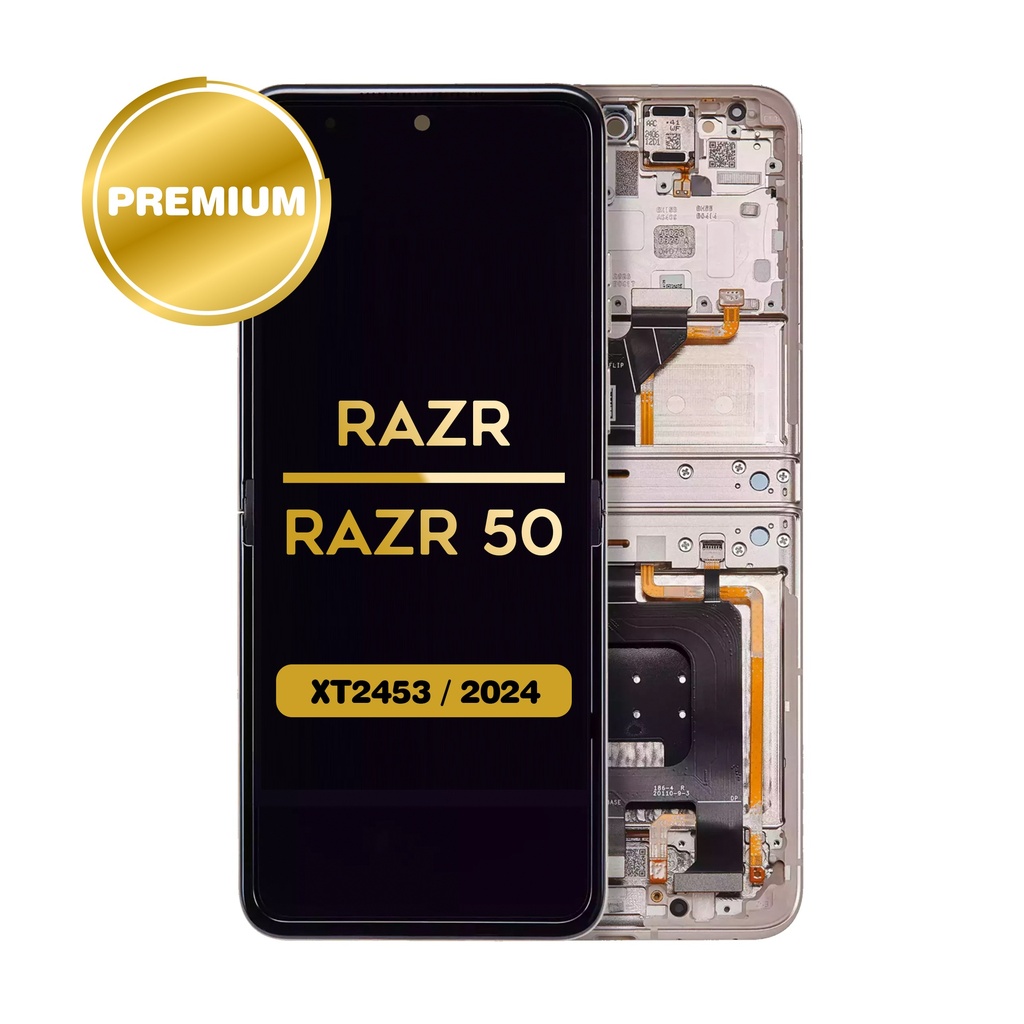 OLED Assembly with Frame for Motorola Moto Razr 50  (Inner) (XT2453 / 2024) (Beach Sand) (Premium)