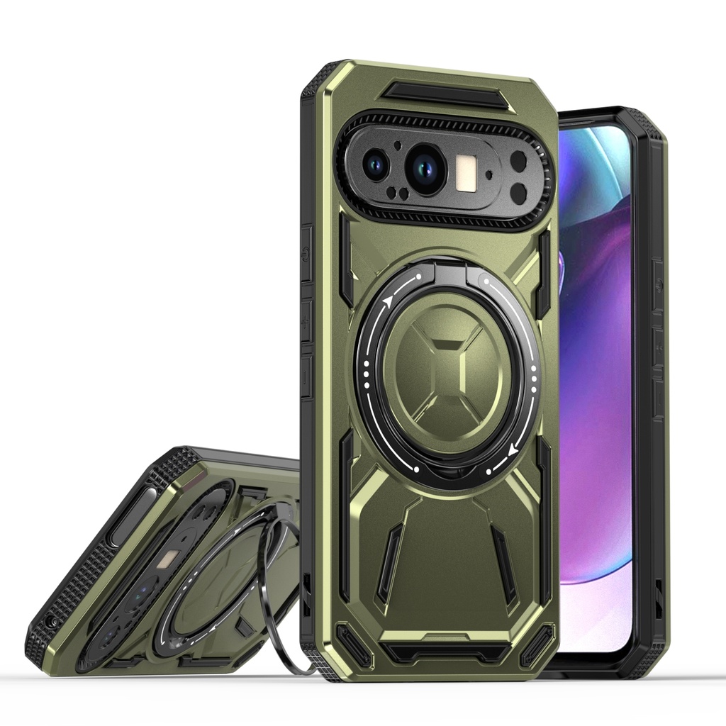 Armor Rotate Stand Case with Magsafe for Google Pixel 9 - Army Green