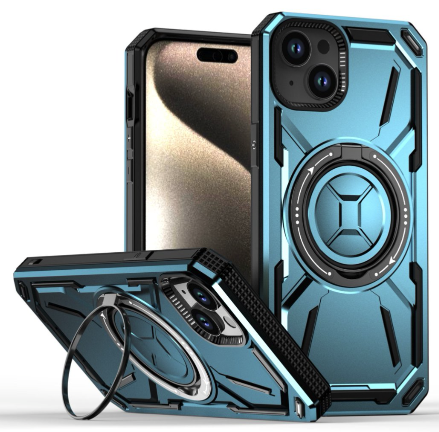 Armor Rotate Stand Case with Magsafe for iPhone 15 Plus - Light Blue