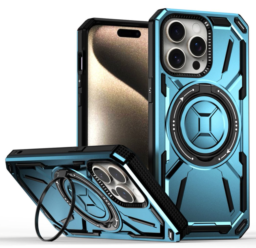 Armor Rotate Stand Case with Magsafe for iPhone 15 Pro - Light Blue