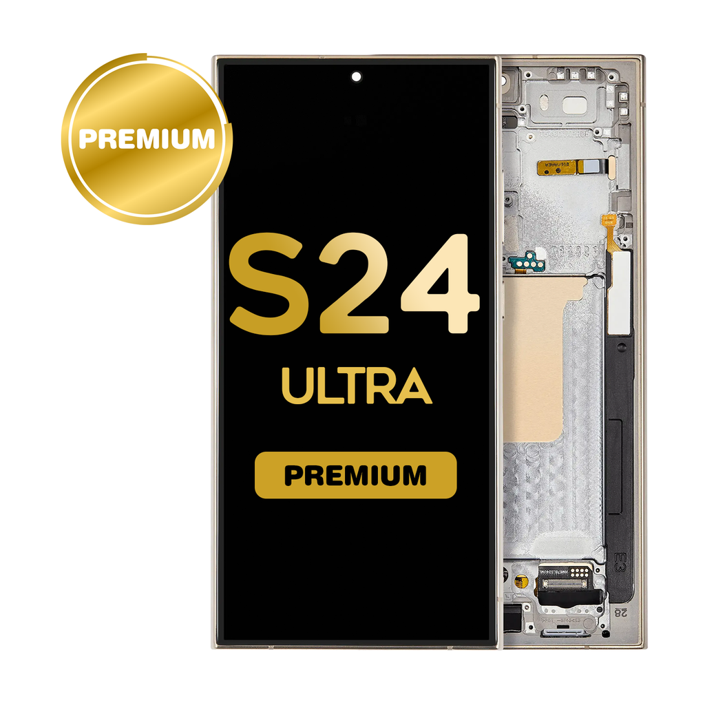 OLED Assembly for Samsung Galaxy S24 Ultra (S928) with Frame - Titanium Yellow (Premium)