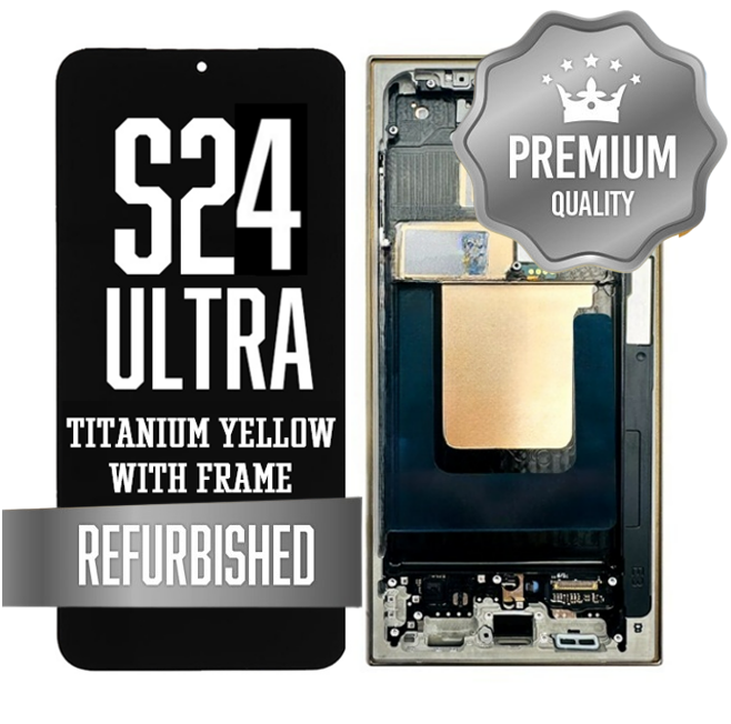 OLED Assembly for Samsung Galaxy S24 Ultra With Frame - Titanium Yellow (Refurbished - Premium)