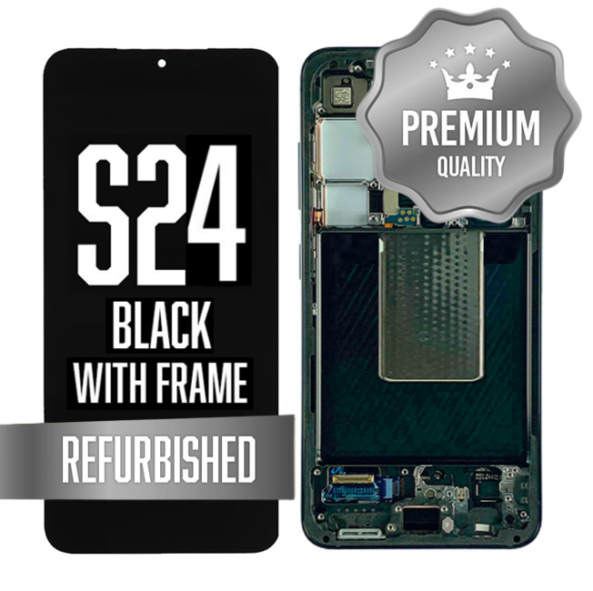 OLED Assembly for Samsung Galaxy S24 With Frame - Black (Refurbished - Premium)