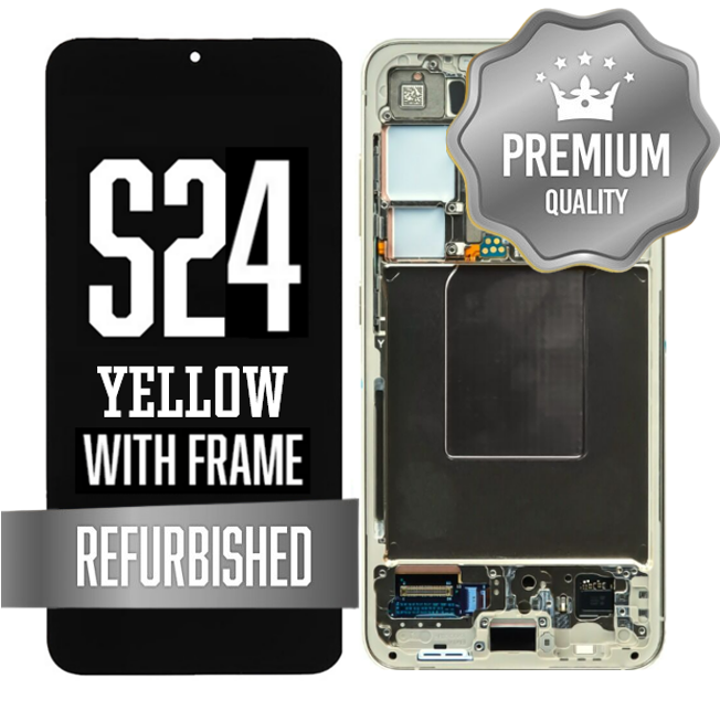 OLED Assembly for Samsung Galaxy S24 With Frame - Yellow (Refurbished - Premium)