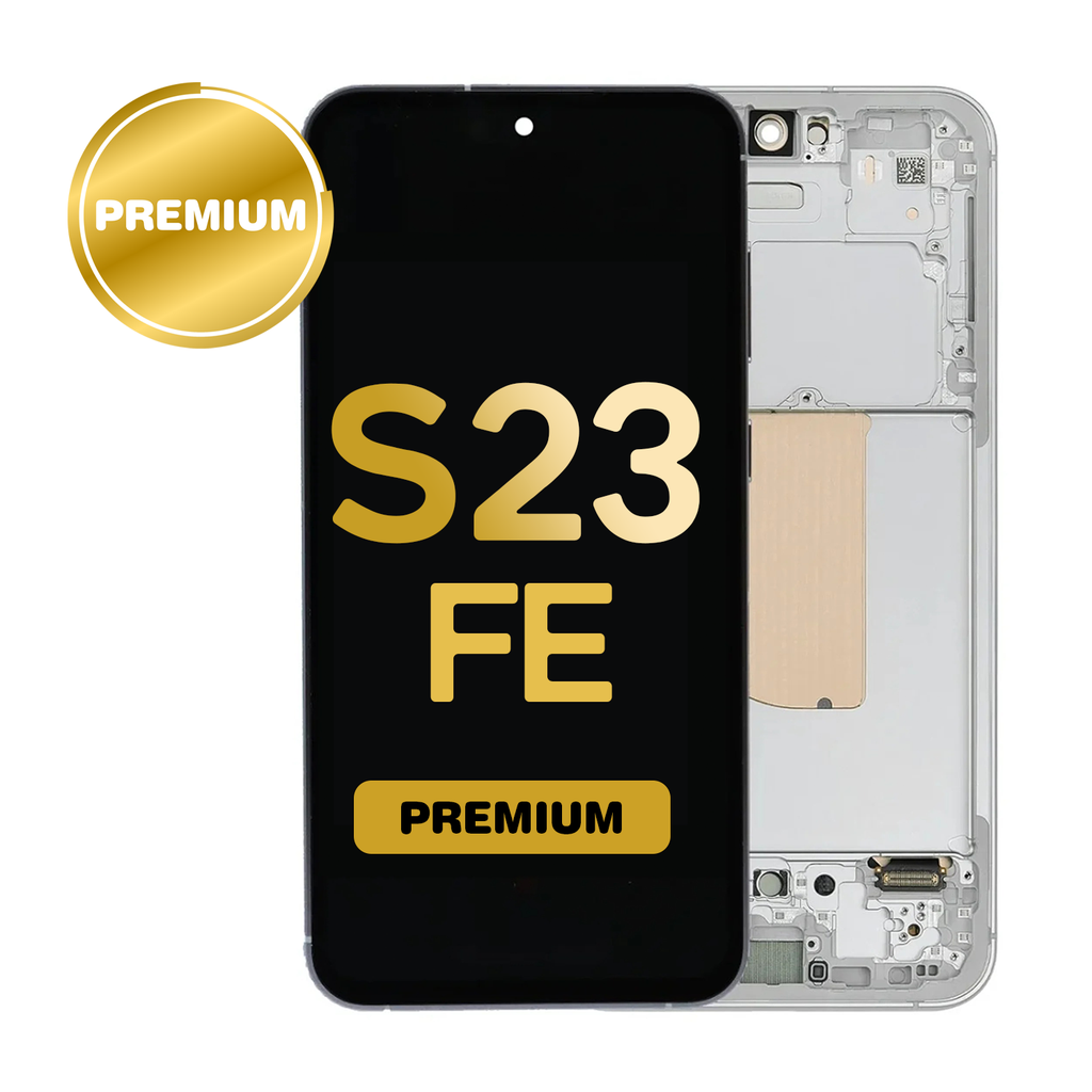 OLED Assembly for Samsung Galaxy S23 FE (S711) with Frame - White (Premium)