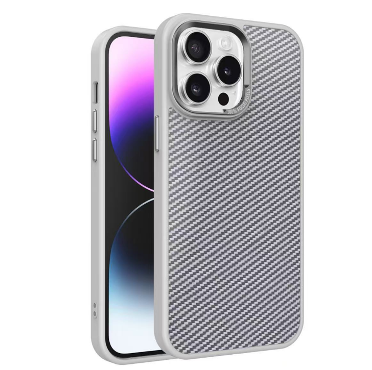 Carbon Fiber Texture Case with Magsafe for  iPhone 14 Pro - Gray