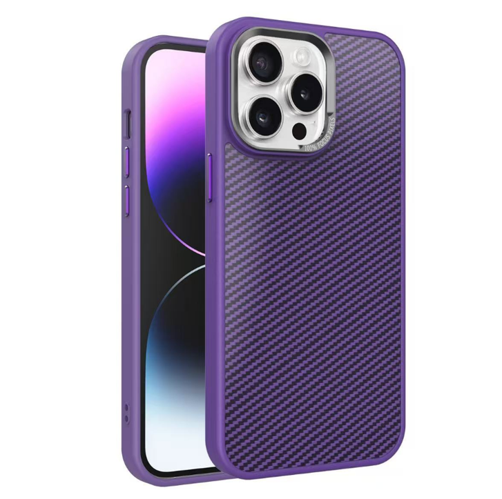 Carbon Fiber Texture Case with Magsafe for  iPhone 15 Pro Max - Purple