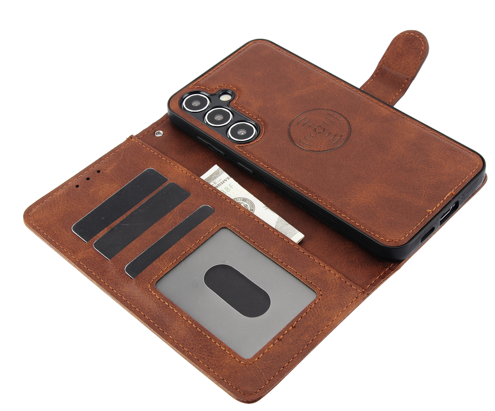 Classic Magnet Wallet Case for Galaxy S25 Plus / S24 Plus - Brown