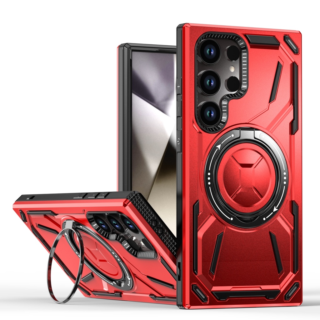 Armor Rotate Stand Case with Magsafe for Galaxy S24 / S25  Plus - Red