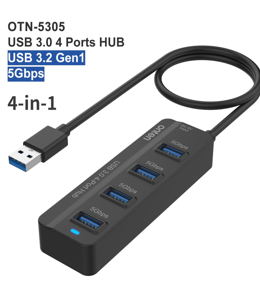 Onten 5305 4 in 1 USB 3.0 4-Port HUB (Black)
