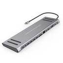 Onten 9199A 13 in 1 USB-C Multi Functional HDMI + VGA + RJ45+ USB3 + USB2 + SD2 + TF2 + USB - C2PD (Gray)