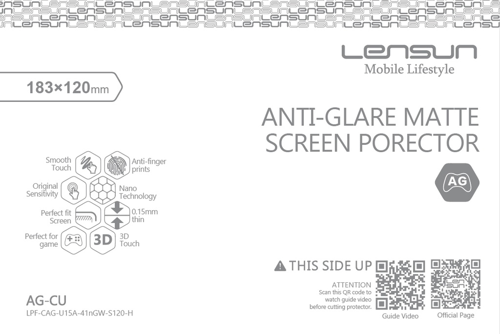 Anti-Glare Matte Screen Protector (AG-CU) (10 pcs/box)