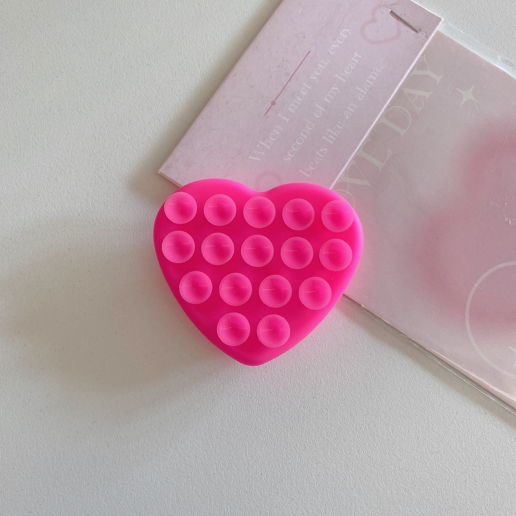 Octogrip Silicone Suction Grip Heart (Phone Adhesive Mount) - Pink