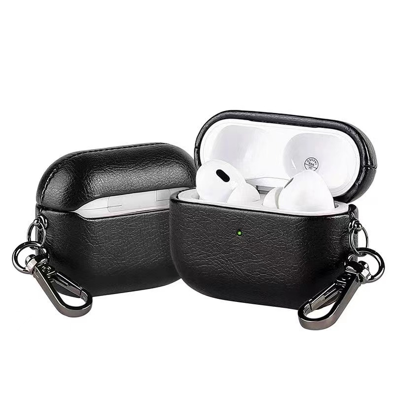 Leather (Imported Cowhide Fabric) Case for AirPods (4th Gen) - Black